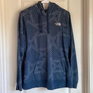 Blue Patterned North Face Hoodie